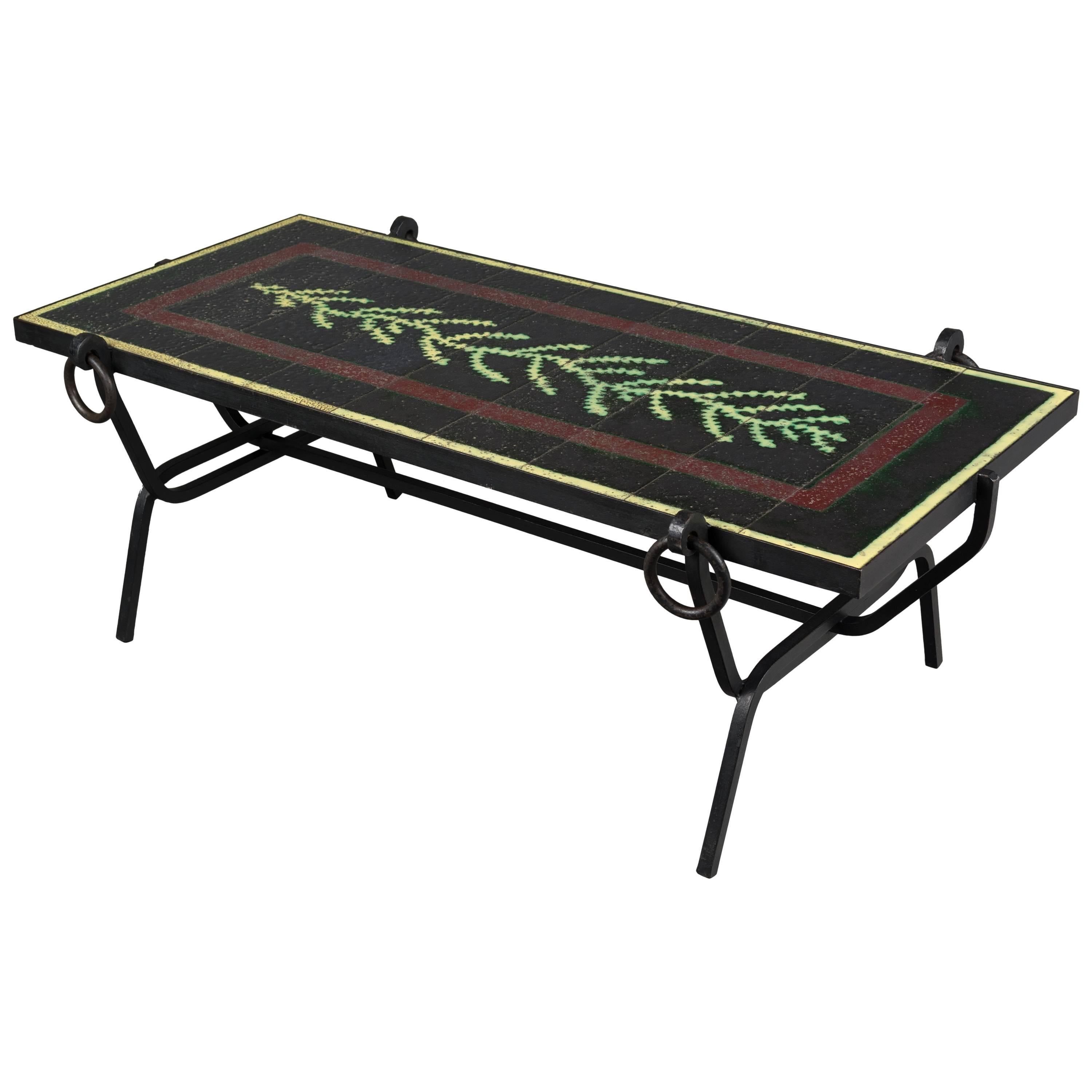 Jacques Adnet Lava Stone Iron Table