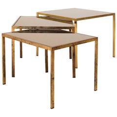 Three Italian 1950s Brass Nesting Table Three Italian 1950s Brass Nesting Table