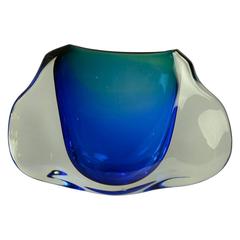 Unique Handblown Vessel in Blue and Green Glass by Floris Meydam for Leerdam