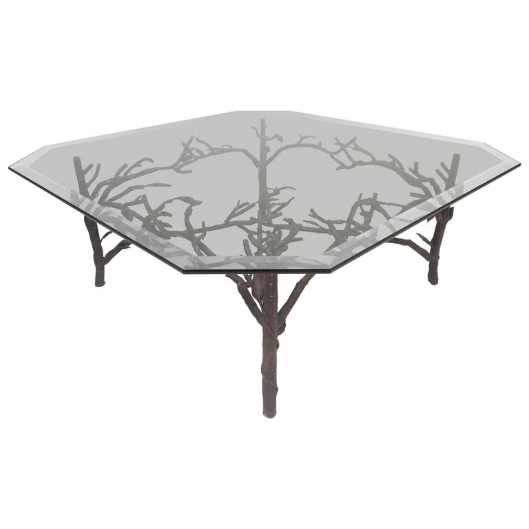 Large Contemporary Modern Glass Top Coffee Table After Alberto Large Contemporary Modern Glass Top Coffee Table After Alberto Giacometti For