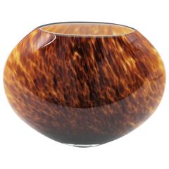 Unusual Large Tortoiseshell Handblown Murano Glass Globe Vase