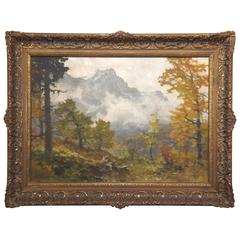 Antique Alpine Painting by German Painter Edward Harrison Compton