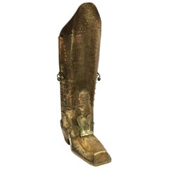 Unusual Patinated Brass Boot Shaped Umbrella Stand, Italy, 1960s