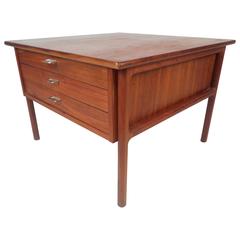 Mid-Century Modern Walnut Three-Drawer End Table