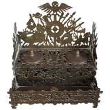 Unique & Intricate Swiss Black Forest Style Hunting Ink Stand Original Inkwells