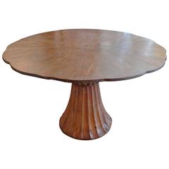 Antique French XIX Hand-Carved Wood Base with Modern Tabletop