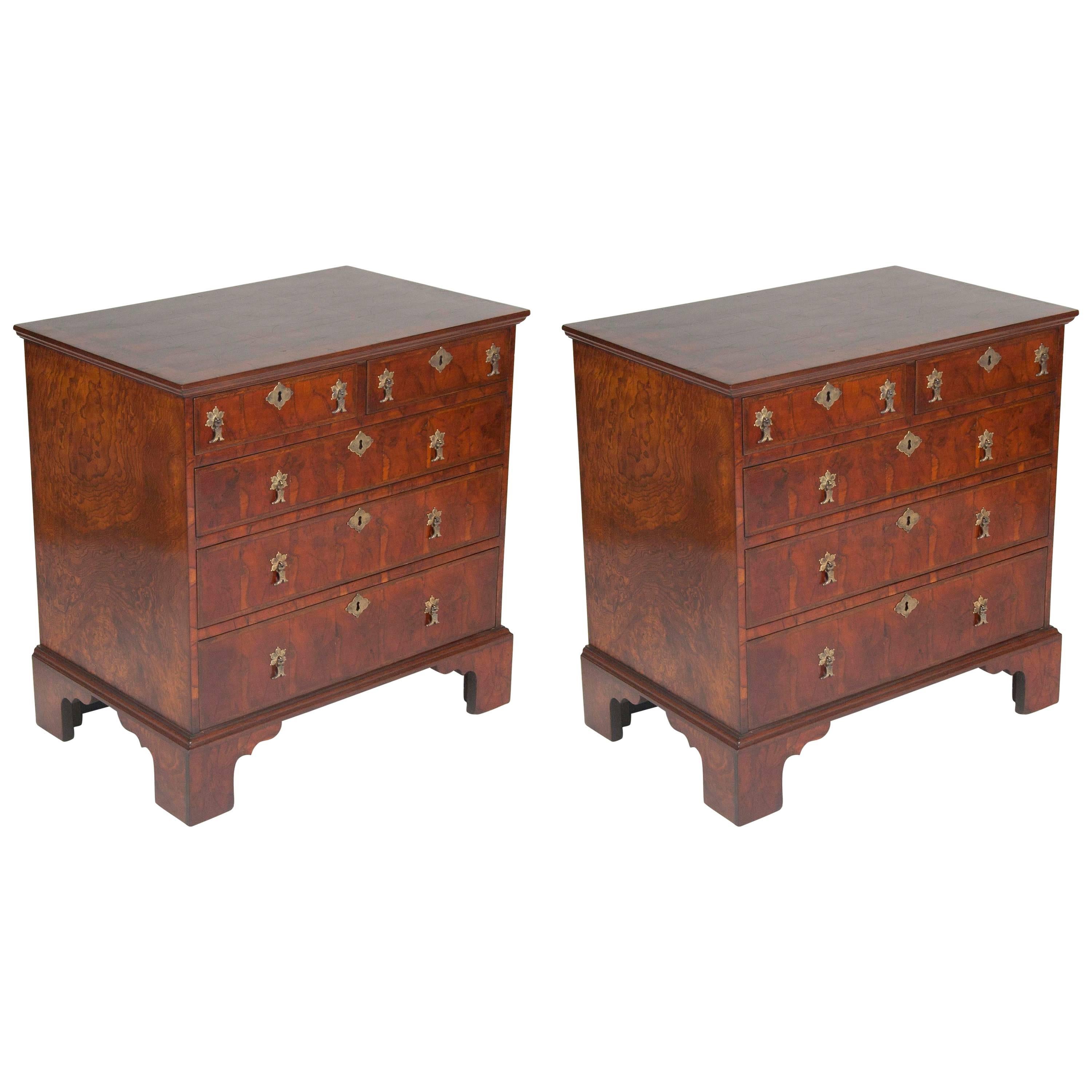 Pair of Oyster Shell Veneer Chests of Drawers