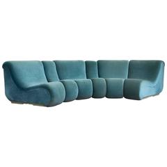 1969, Burkhardt Vogtherr for Rosenthal Studio-Linie, Turquoise Modulares Sofa