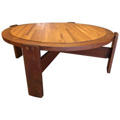 Massive Large Coffee Table by Lou Hodges California Design Walnut and Oak