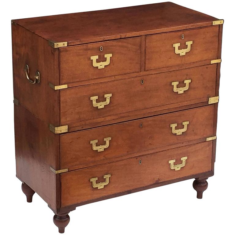 BrassBound Teak British Military Officer's Campaign Chest For Sale at 1stdibs