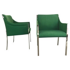 Rare Chromed Steel and Wool Lounge Chairs by Jens Risom