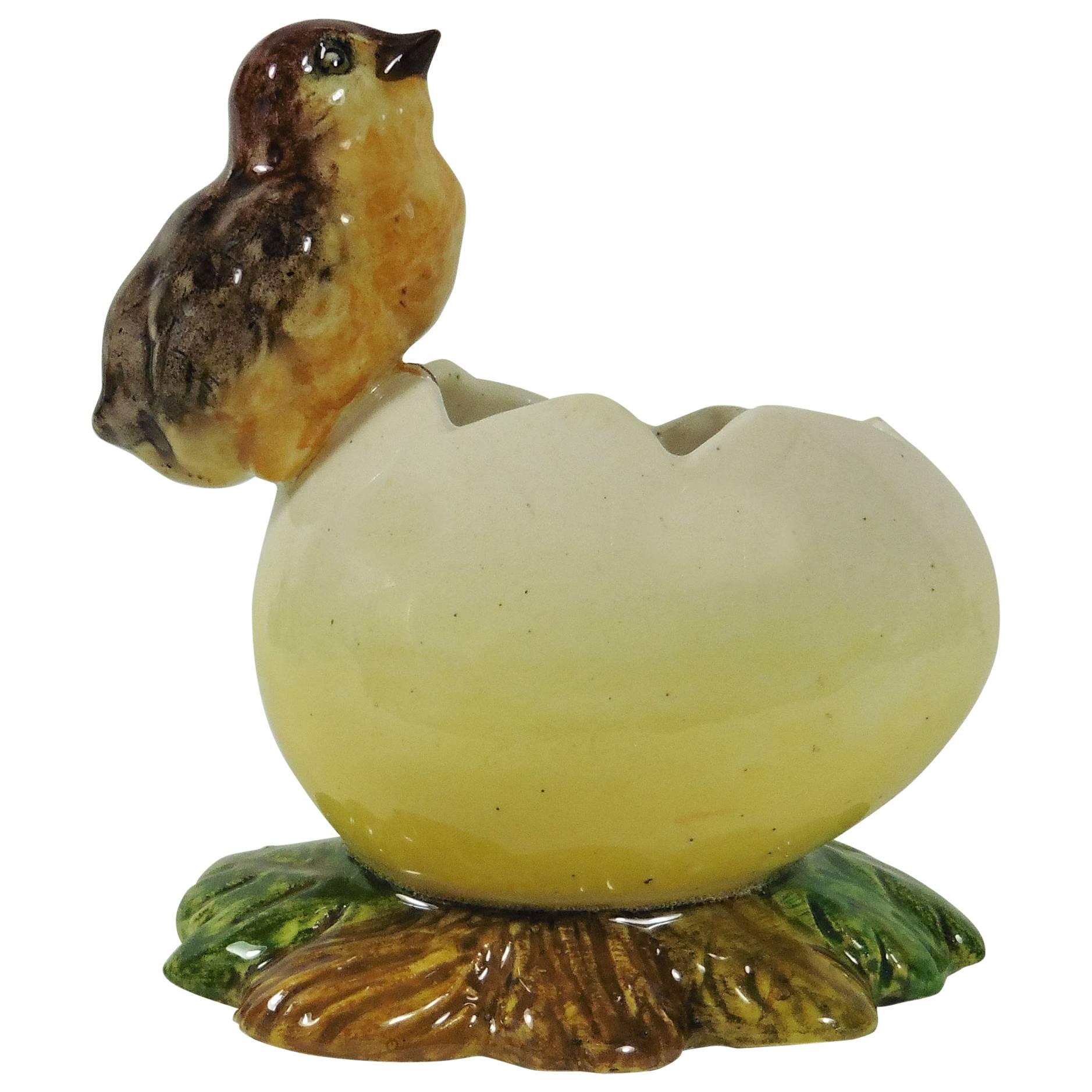 Majolica Chick on Egg Bowl Jerome Massier Fils, circa 1900