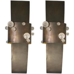 Pair of Sconces in Brass Patinated and Rock Crystal, Model Bijou by Arriau 7