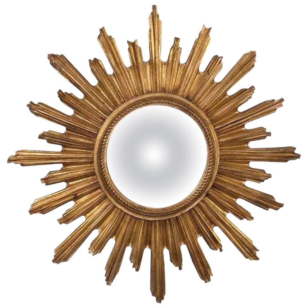 Convex Starburst Sunburst Gilded Resin Mirror, France