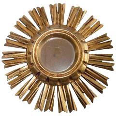 Petite French Starburst Sunburst Gilded Wood Mirror