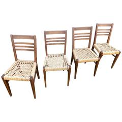 Beautiful Set of Four Chairs by Audoux Minet, circa 1960