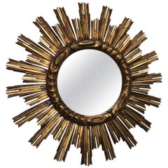 Exceptional Starburst Giltwood Mirror Vintage Italy by Moroder