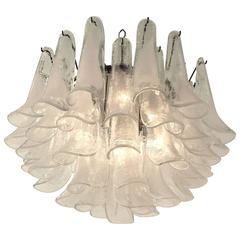 Large Clear Hazy Glass Petal  Chandelier from Mazzega , 1970s , Murano , Italia