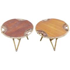 Beautiful Pair of Wicker Table by Audoux Minet, circa 1970