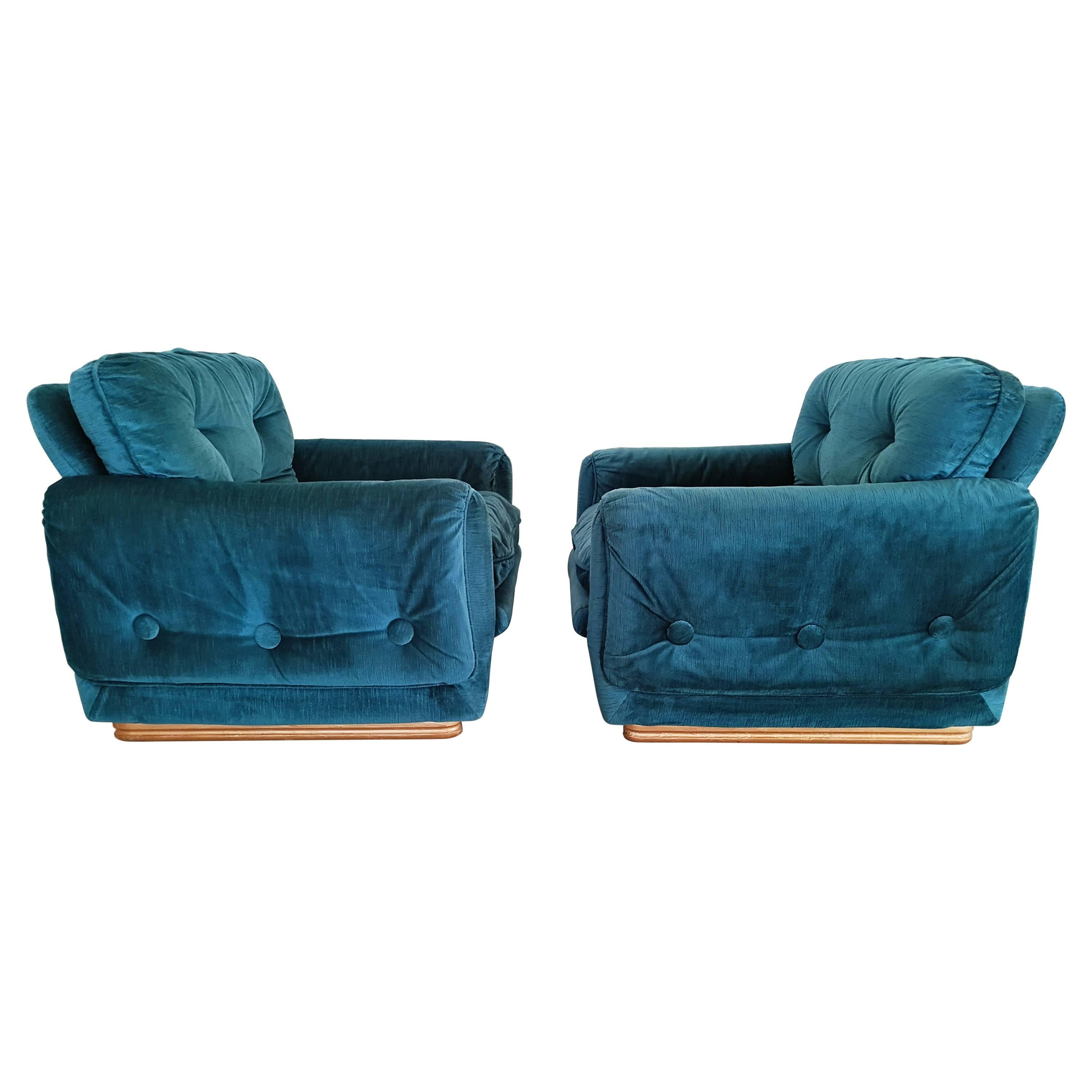 Pair of French Lounge Armchairs, circa 1970