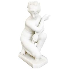 Skulptur einer fliegenden Venus aus weißem Marmor von Pietro Bazzanti