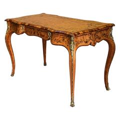 Superb Satin Birch & Marquetry Bureau Plat Attributed to Edward Holmes Baldock