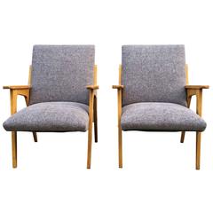 Beautiful Pair of Mid Century Modern Austrian Lounge Chairs by Franz Schuster