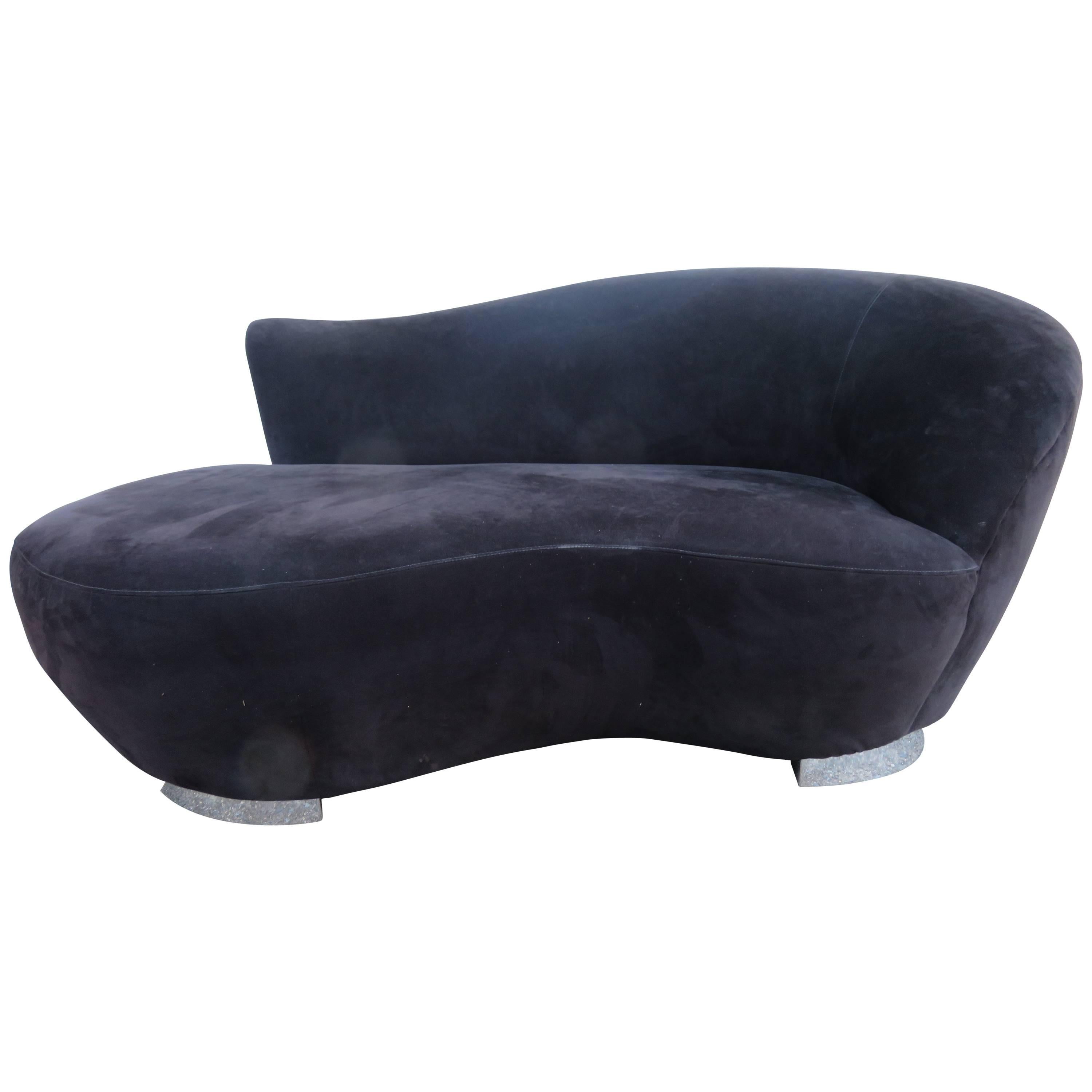 Gorgeous Ultra-Suede Petite Cloud Sofa Loveseat Mid-Century Vladimir Kagan