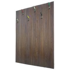 Large Italian Wall-Mounted Coat Rack with Colored Hooks in Brass 8