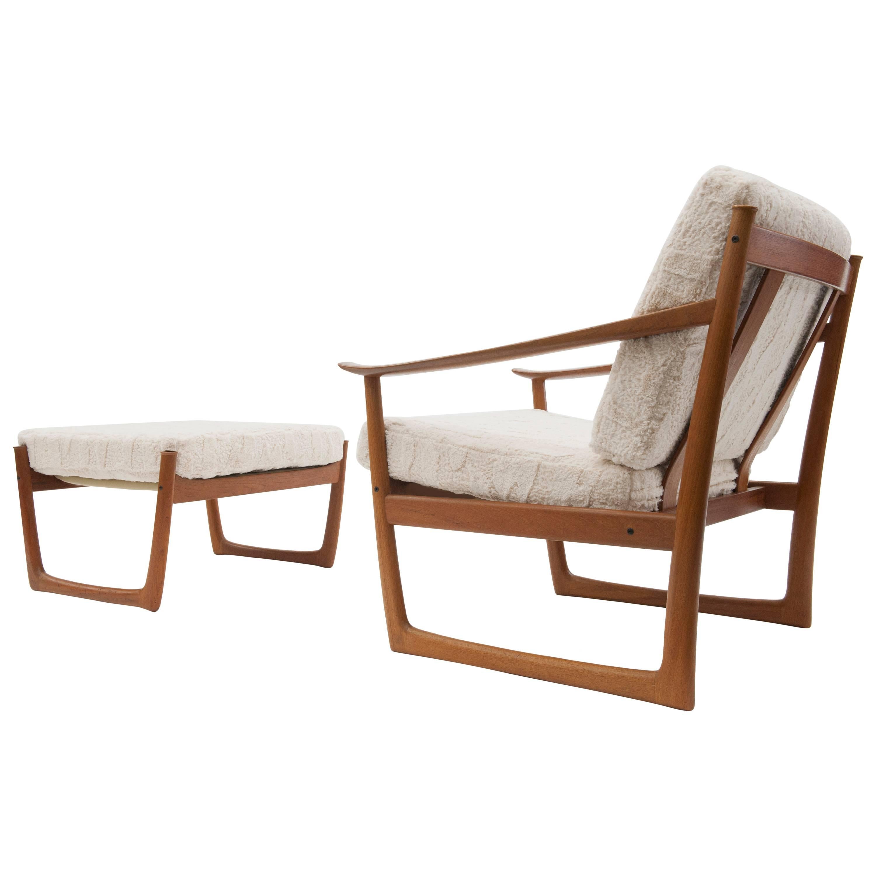 Danish Modern Lounge Chair and Ottoman by Peter Hvidt & Orla Mølgaard-Nielsen