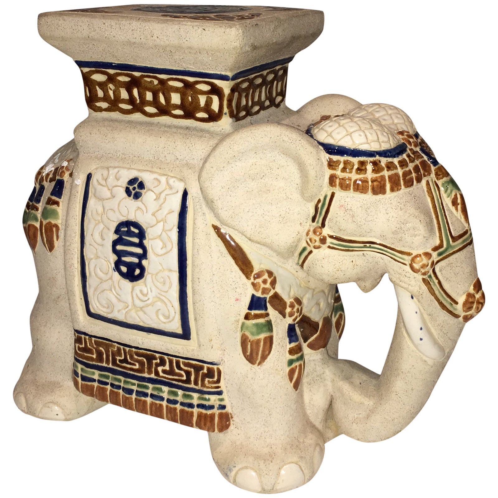 Unglazed Ceramic Elephant Table For Sale at 1stDibs