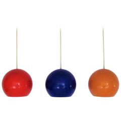 Set of Three Verner Panton Globe Pendant Lamps