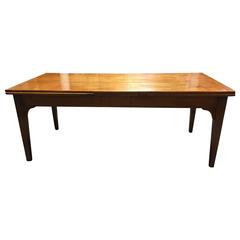 19th Century French Cherry Draw Leaf Table with Drawer