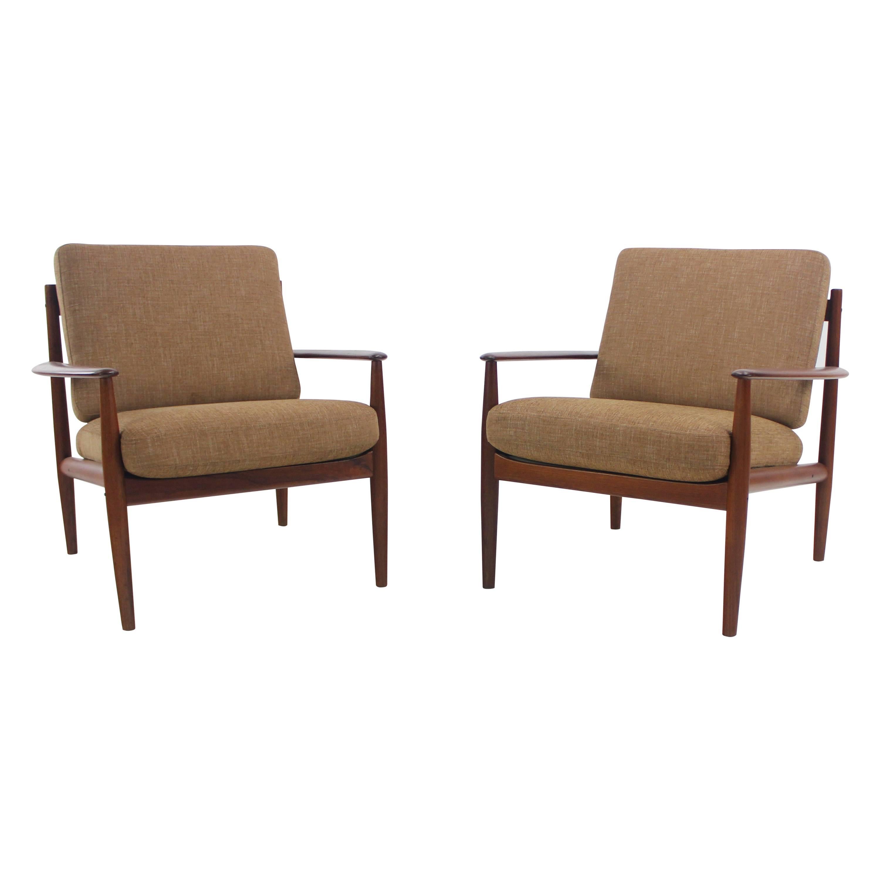 Pair of Danish Modern Teak Armchairs Designed by Grete Jalk For Sale