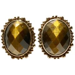 Stephen Dweck Tigers Eye and Sterling Bronze Wash Clip Earrings 9