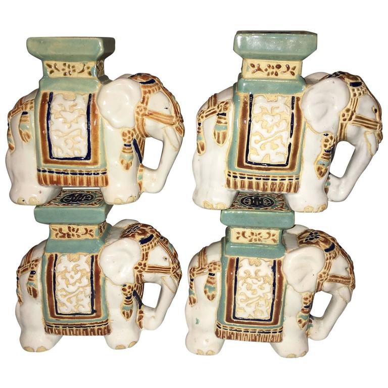 Lot of Four Elephant Bookends, Plant Stands, Flower Pot Stand For Sale