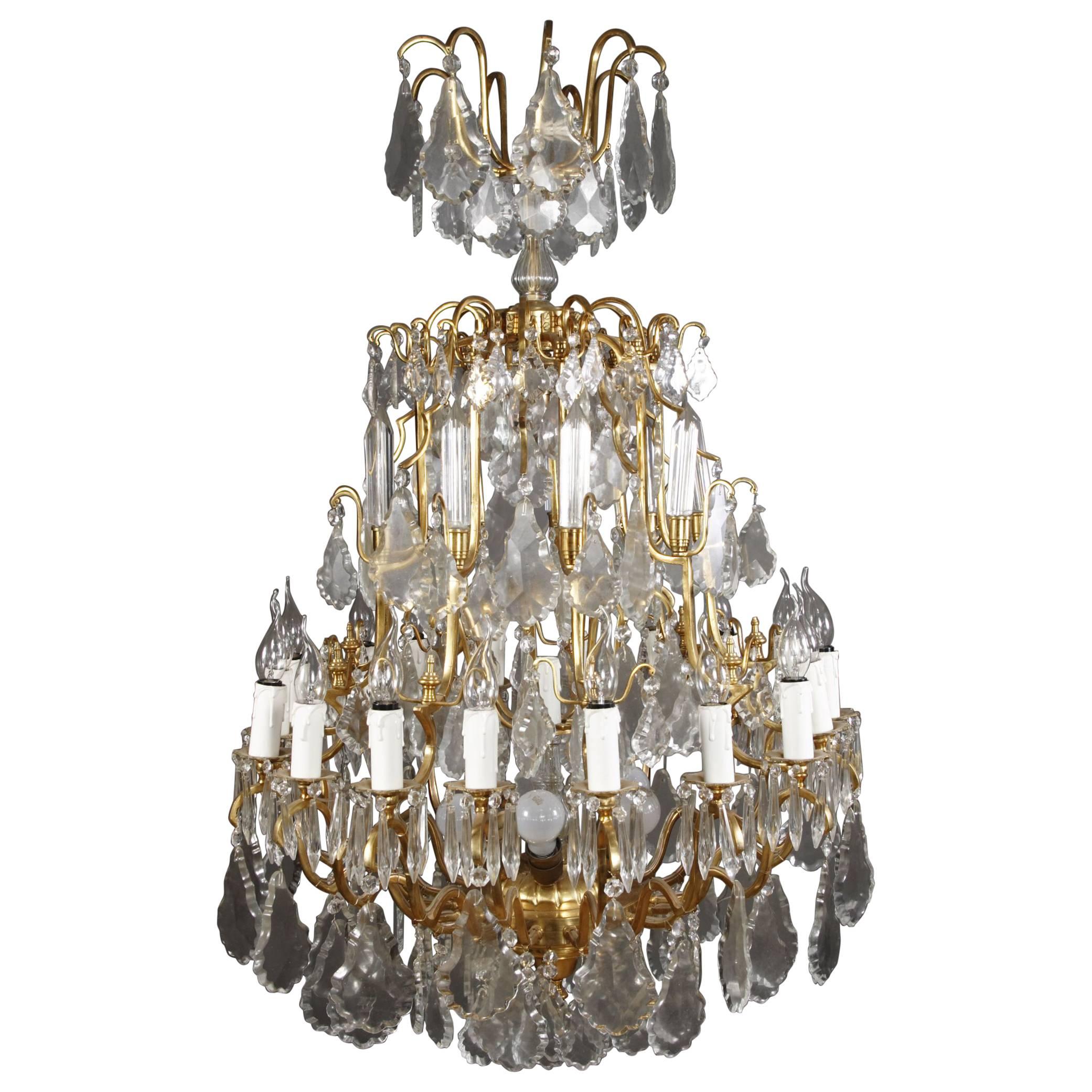 20th Century Louis 15th Style Prisms Chandelier For Sale