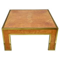 Burr Maple and Brass Coffee Table