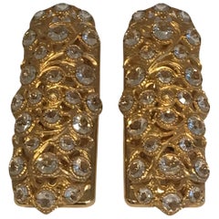 Italian Pair Gilt with Crystal Elements Sconces Wall Lights