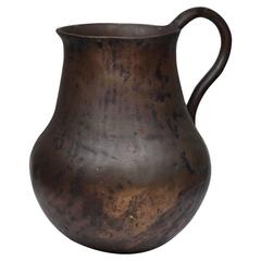 Antique Early 20th Century Patinated Solid Bronze Pitcher