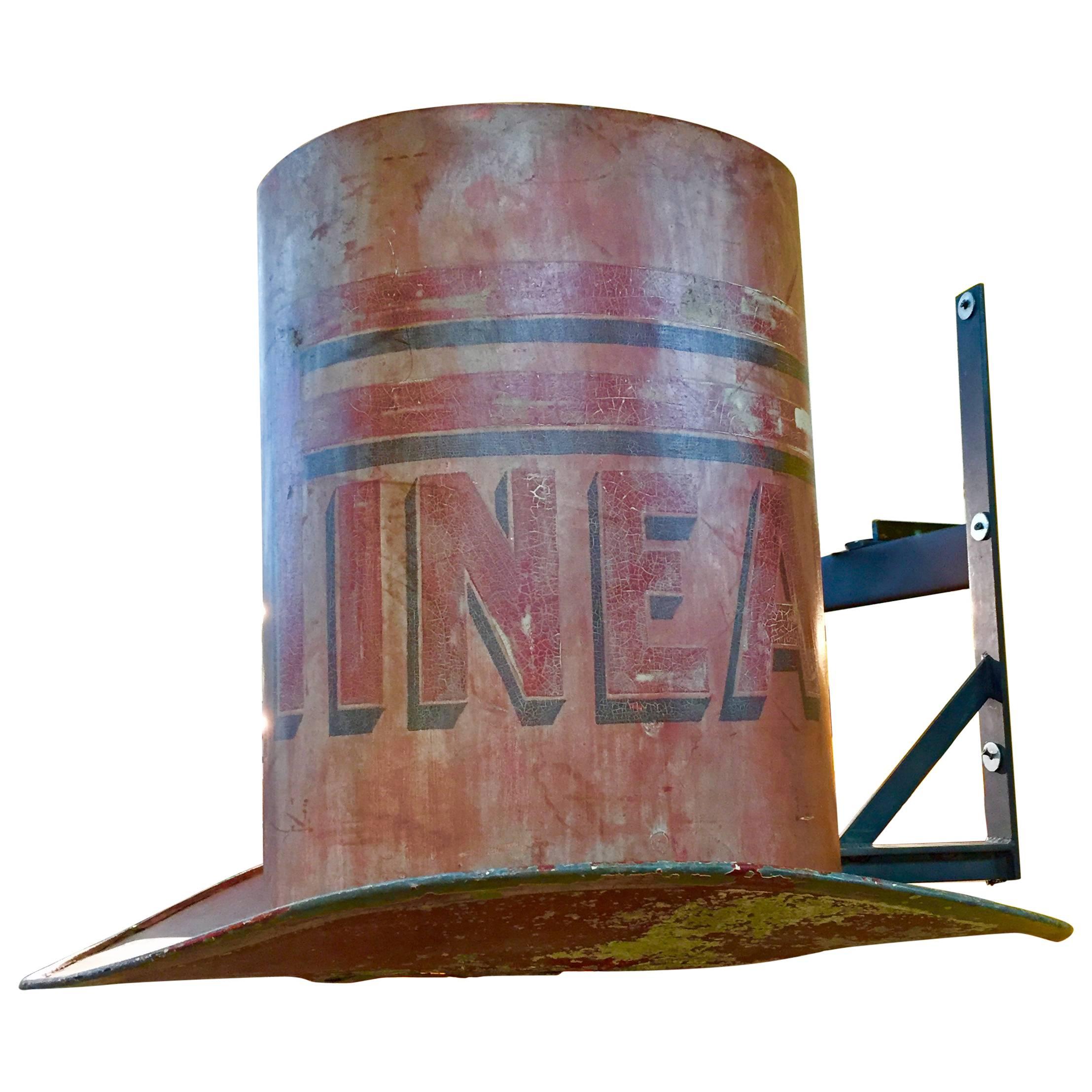 Large Painted Zinc Trade Sign in the Form of a Top Hat 19th Century