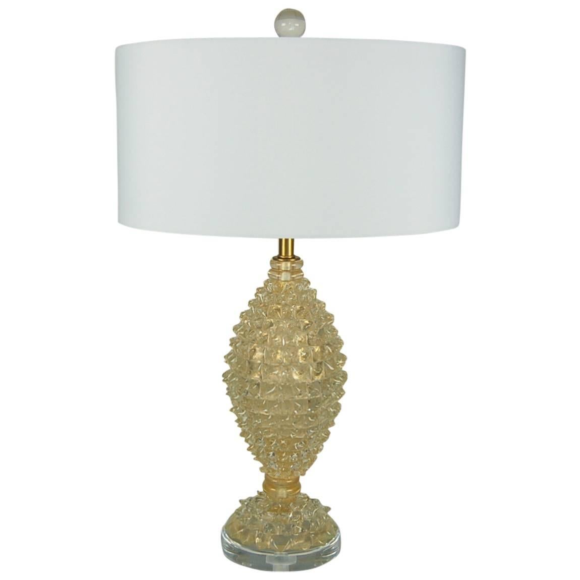 Gold Murano Vintage Table Lamp Barovier & Toso  For Sale
