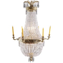 Vintage 20th Century Empire Style Basket Chandelier