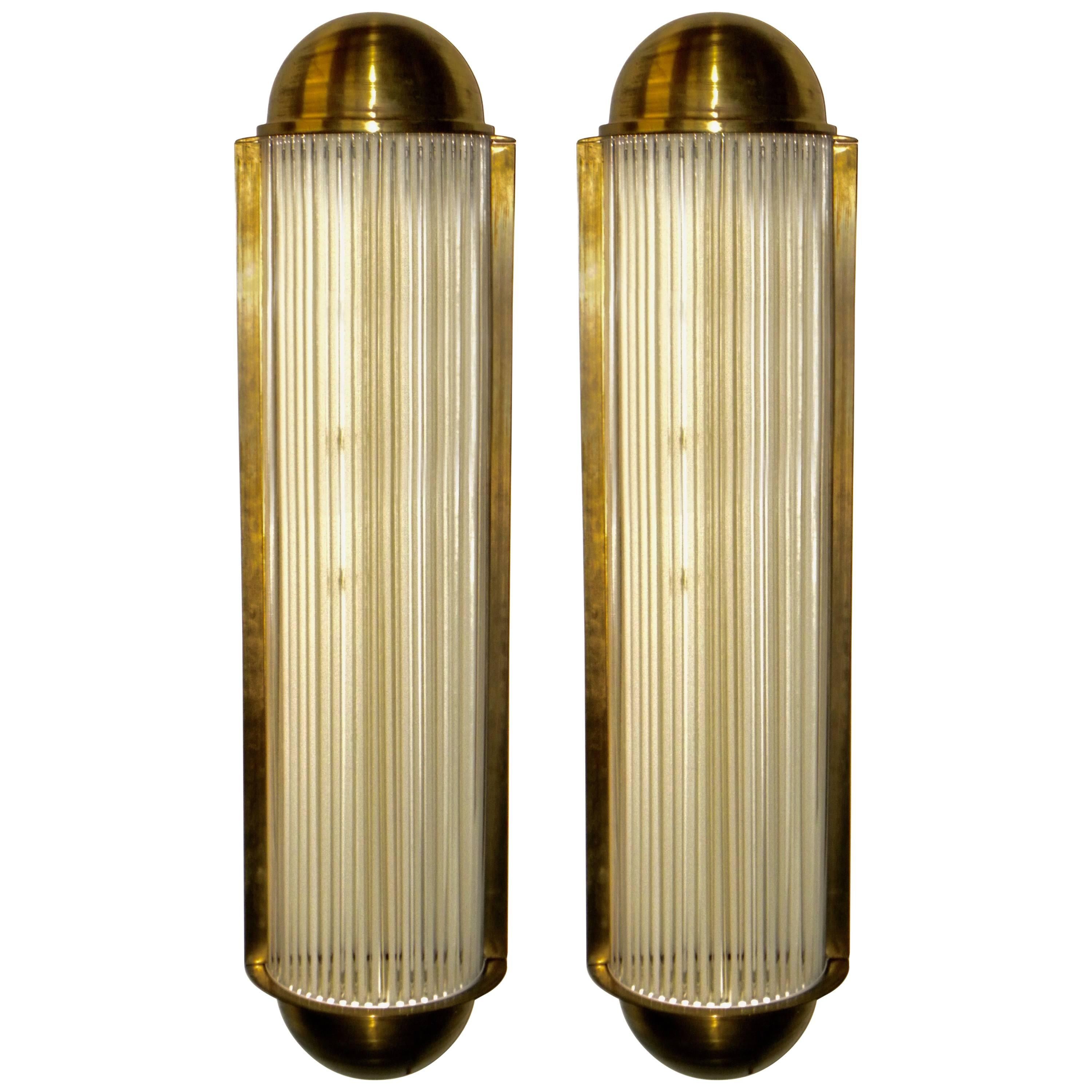 Pair of Art Deco Large Theater Sconces from Belgium in the Style of Petitot