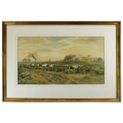 Antique Scottish Watercolor "Cattle in a Landscape" by John MacPherson, dtd 1879