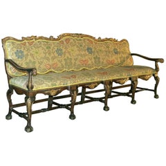 Long 18th Century Carved and Parcel-Gilt Spanish / Portuguese Settee
