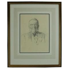 Antique Scottish Pencil Drawing by Sir Wm. Strang "Portrait of an Advocate" 1890 2