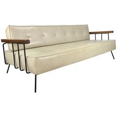 Classic Modernist Iron and Wood Sofa/Daybed in the Manner of Weinberg-Salterini 1