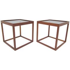 Pair of Mid-Century Danish Teak Cube Form End Tables, circa 1960s