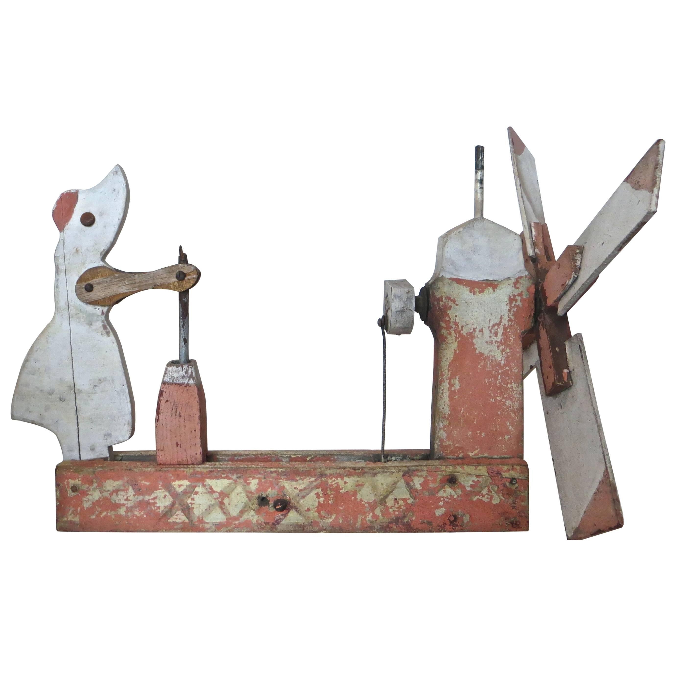 Whirligig Depicts Woman Churning Butter, American, circa 1940 For Sale